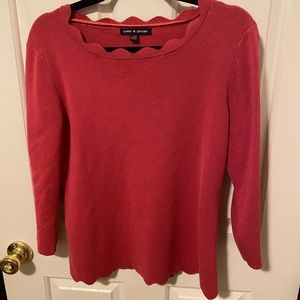 Scalloped Bright Pink Sweater